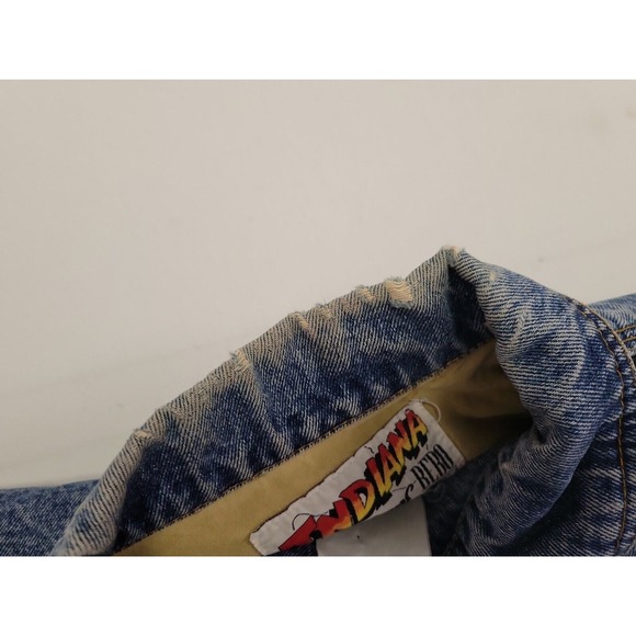 Vtg Indiana Jones Men's Size M Denim Nylon Sleeve Bebo Beverly Hills Jean Jacket - Picture 7 of 9